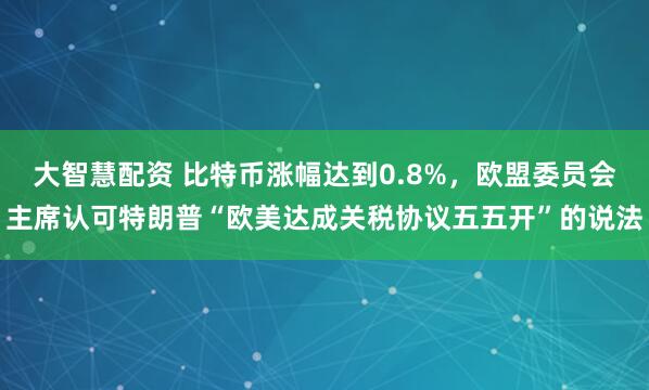 大智慧配资 比特币涨幅达到0.8%，欧盟委员会主席认可特朗普“欧美达成关税协议五五开”的说法